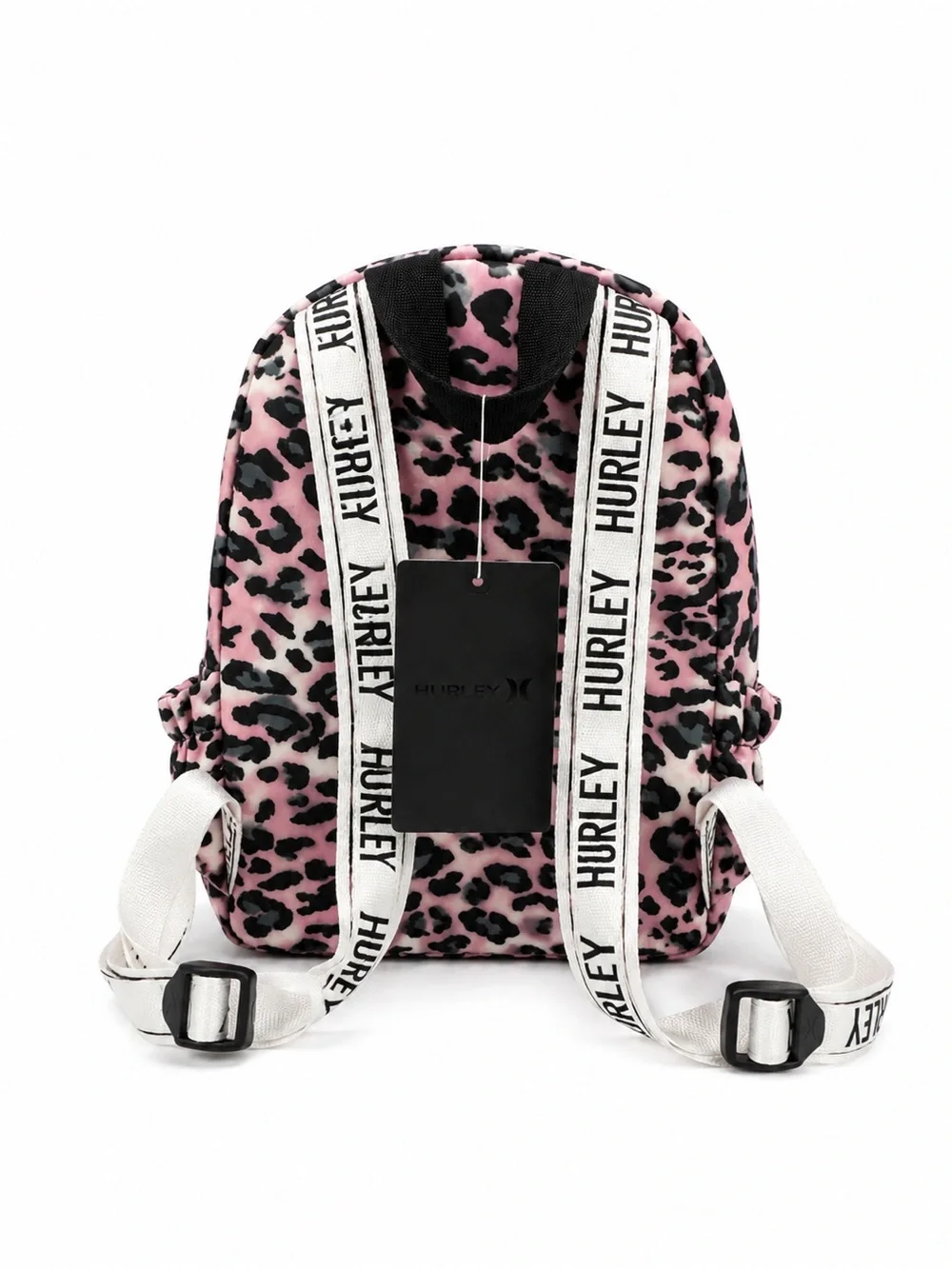Hurley Pink and Black Leopard Quilted Kids Backpack